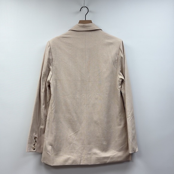 NWT WeWoreWhat Tweed Relaxed Single Breasted Oversized Blazer Jacket Beige Small - Picture 5 of 9